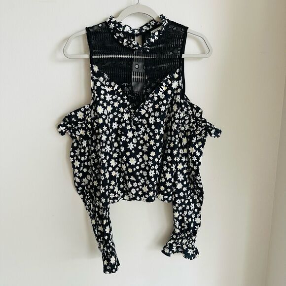 RTR Nicholas Cold Shoulder Floral Blouse Size‎ 6 Daisy Print Top - Picture 2 of 12